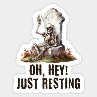 Funny skeleton taking a rest design Sticker